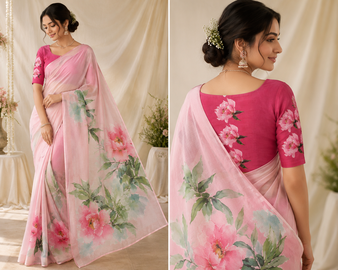PREMIUM SOFT COTTON DIGITAL PRINTED SAREES WITH BLOUSE.ELEGANT DESIGN. RS 1200