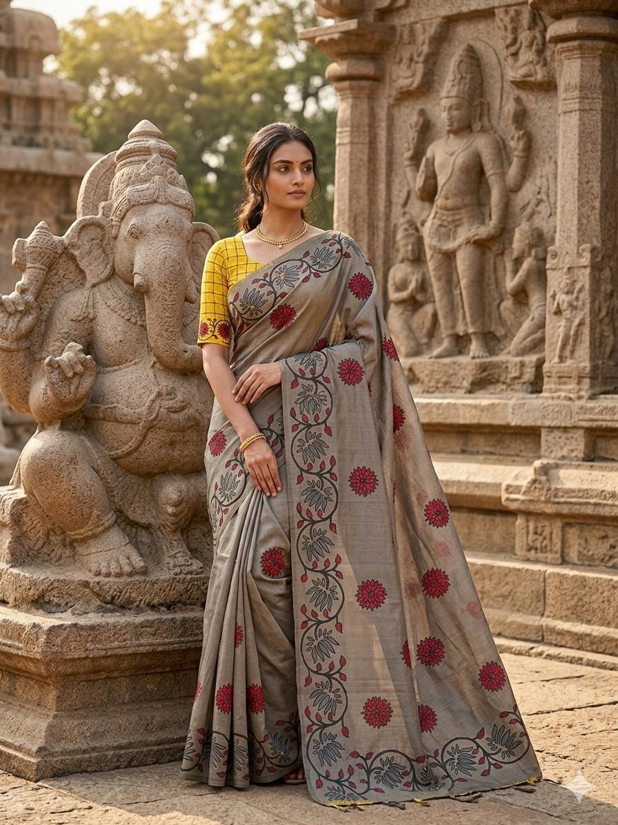 SOUTH COTTON HAND BLOCK PRINTED SAREES