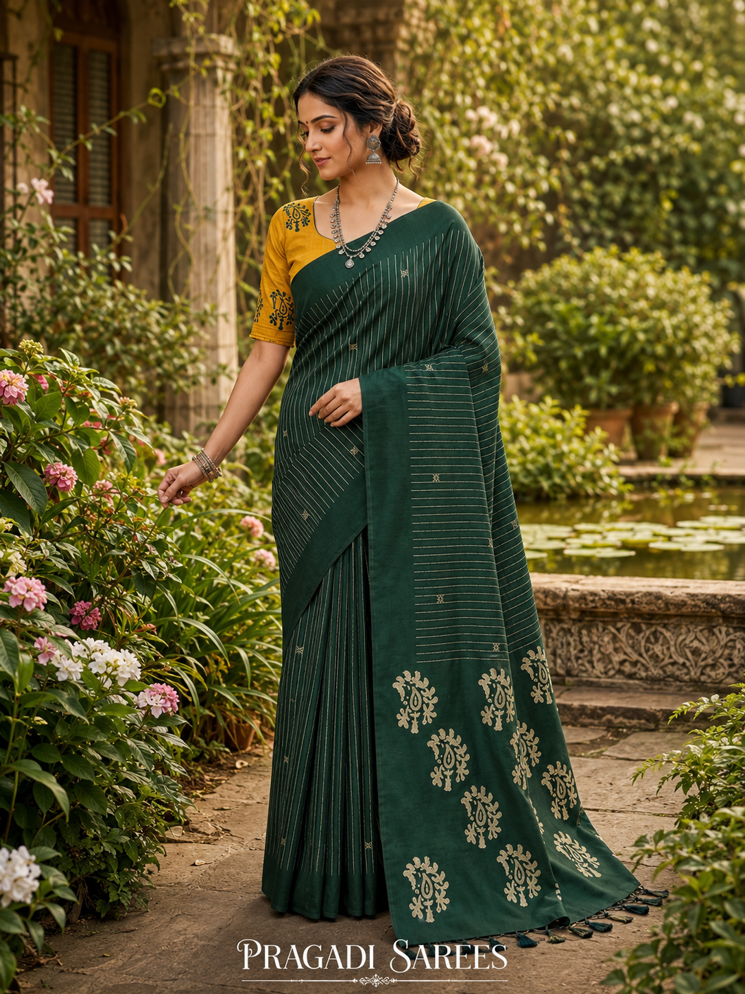 Soft Silk Saree / Silk Blend Saree with Zari Stripe Weaving and Designer Pallu