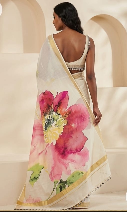 KERALA COTTON DIGITALPRINTED SAREES with blouse