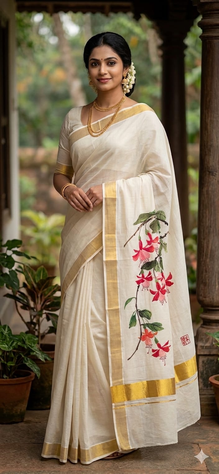 KERALA COTTON DIGITALPRINTED SAREES