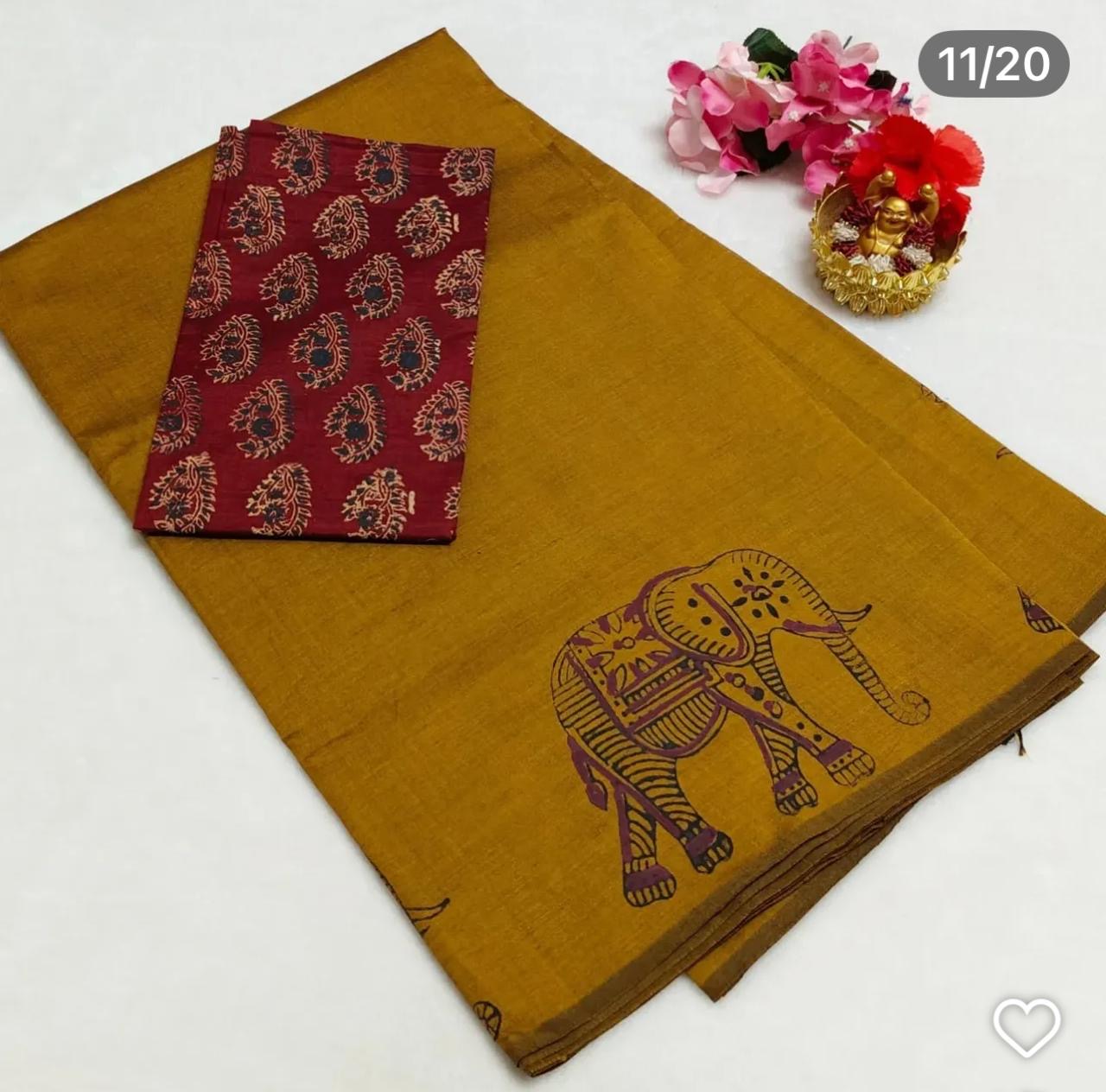 South cotton sarees with blouse Rs800