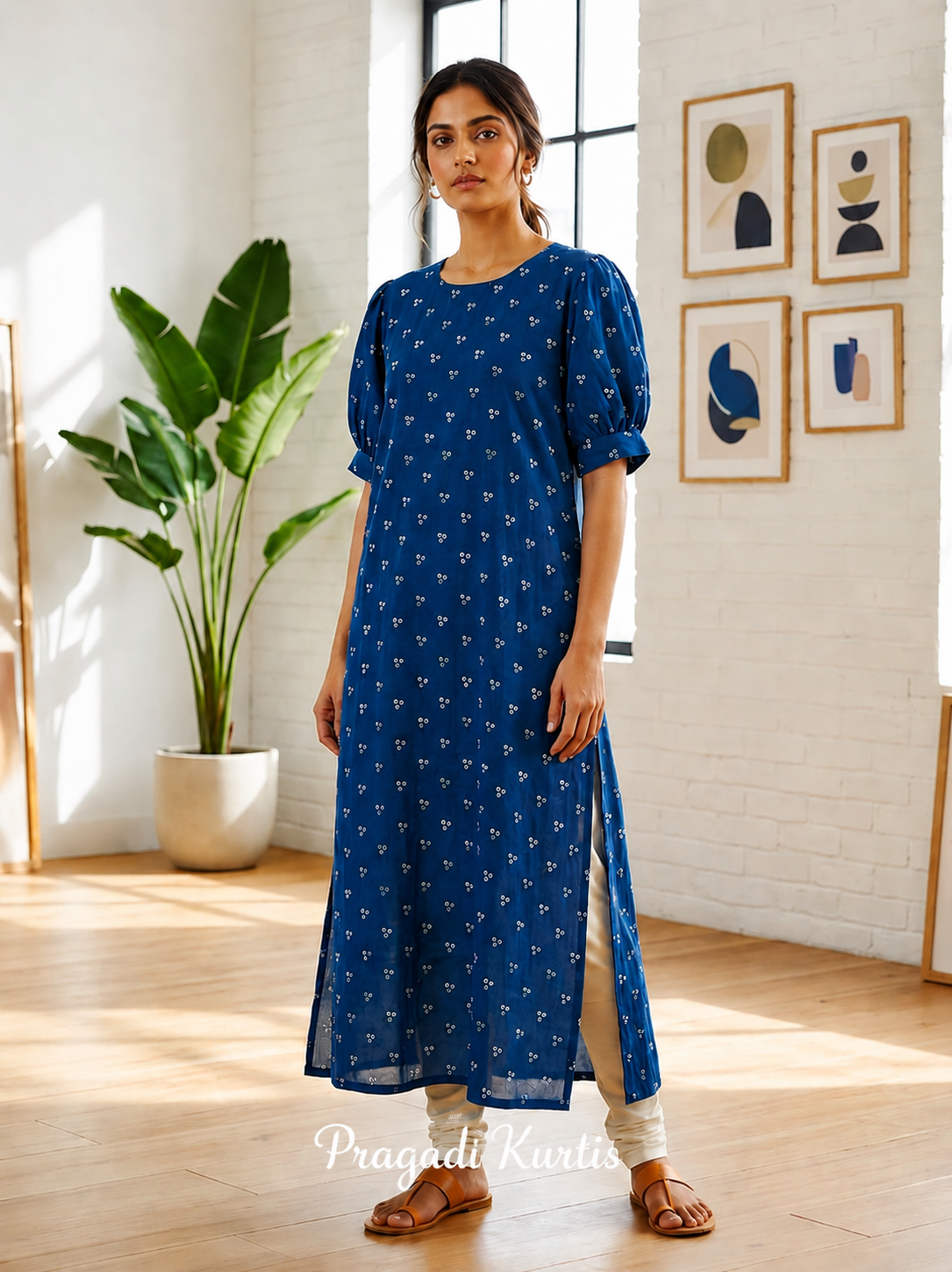 Indigo Blue Straight-Cut Kurti