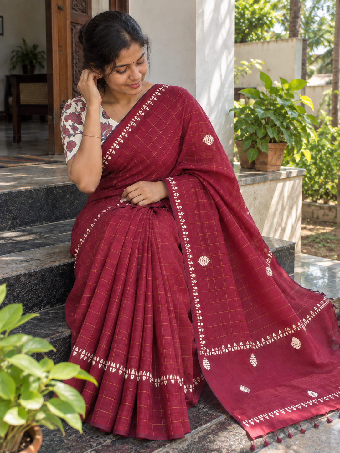 Soft And Silky South cotton saree - Hand Block Printed