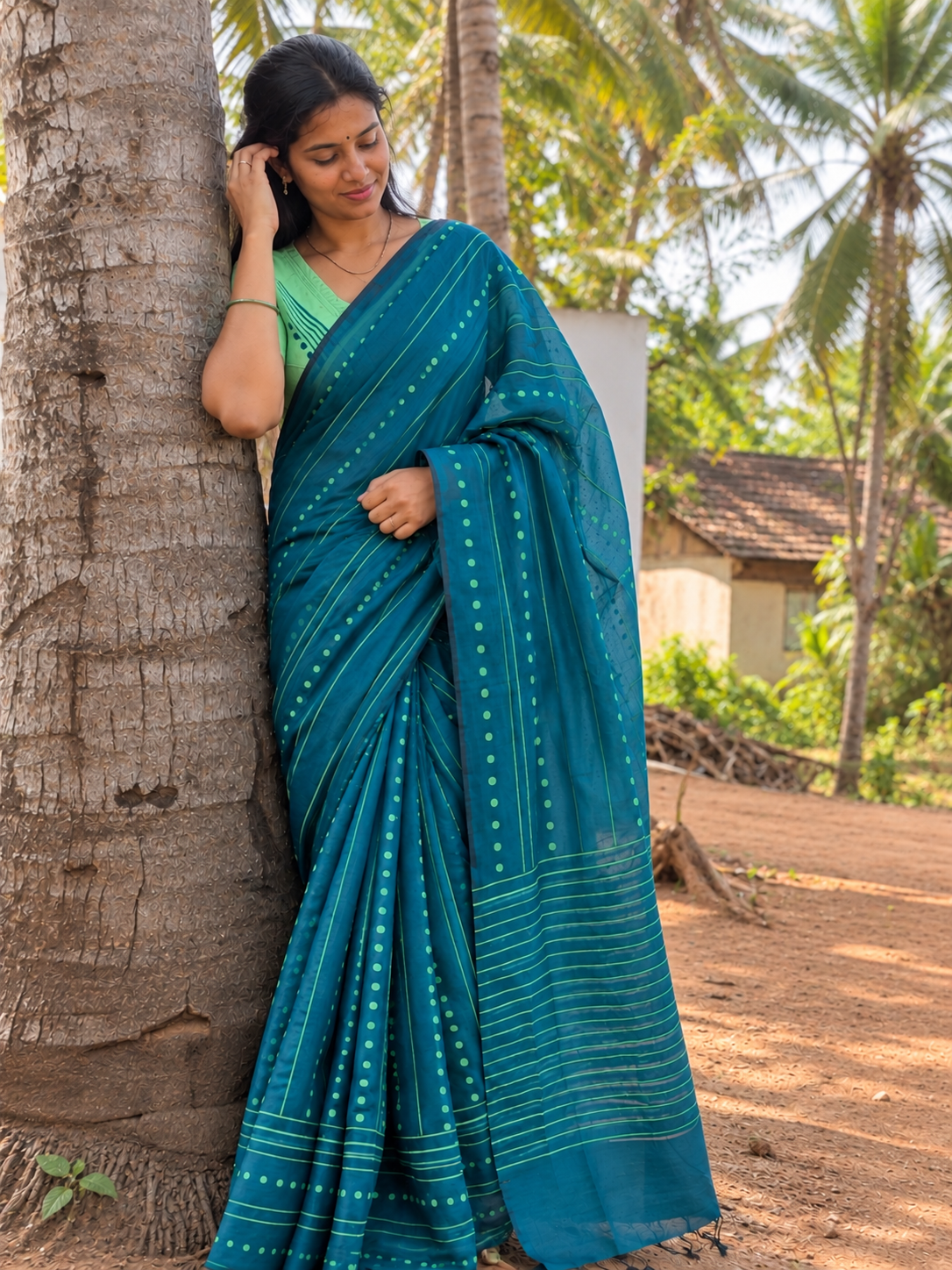 Soft And Silky South Cotton Saree - Hand Block Printed