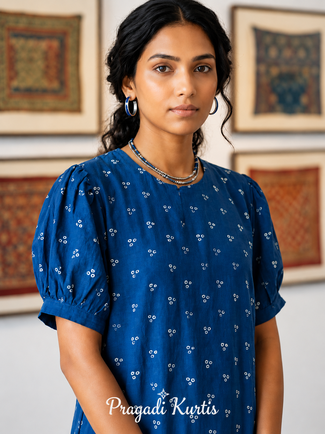 Indigo Blue Straight-Cut Kurti