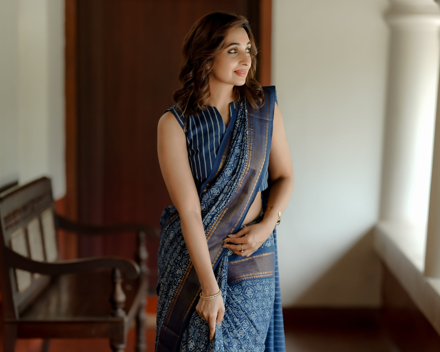 Indigo Handcrafted Cotton Saree