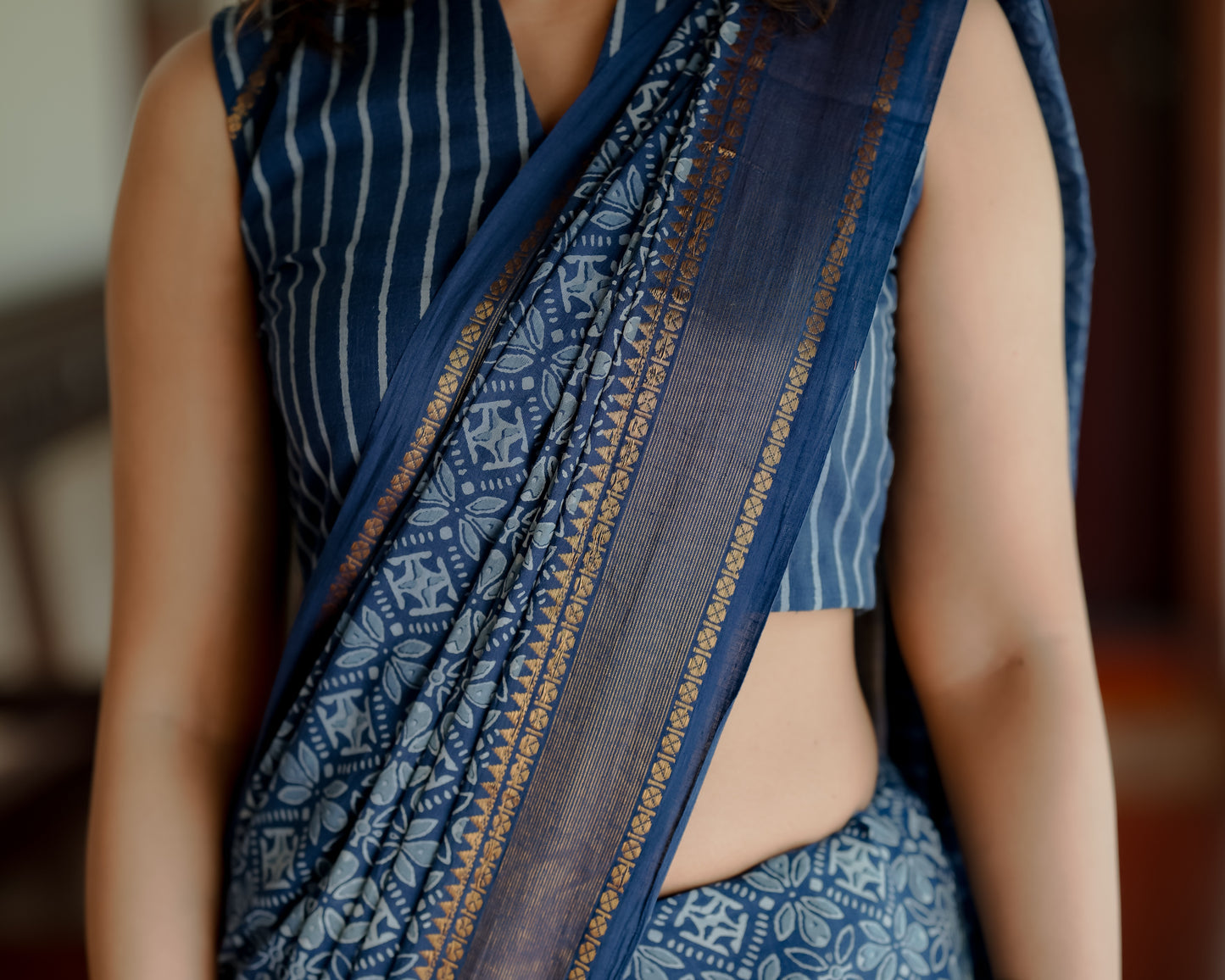 Indigo Handcrafted Cotton Saree