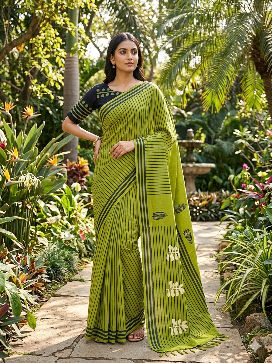 south cotton hand block printed saree