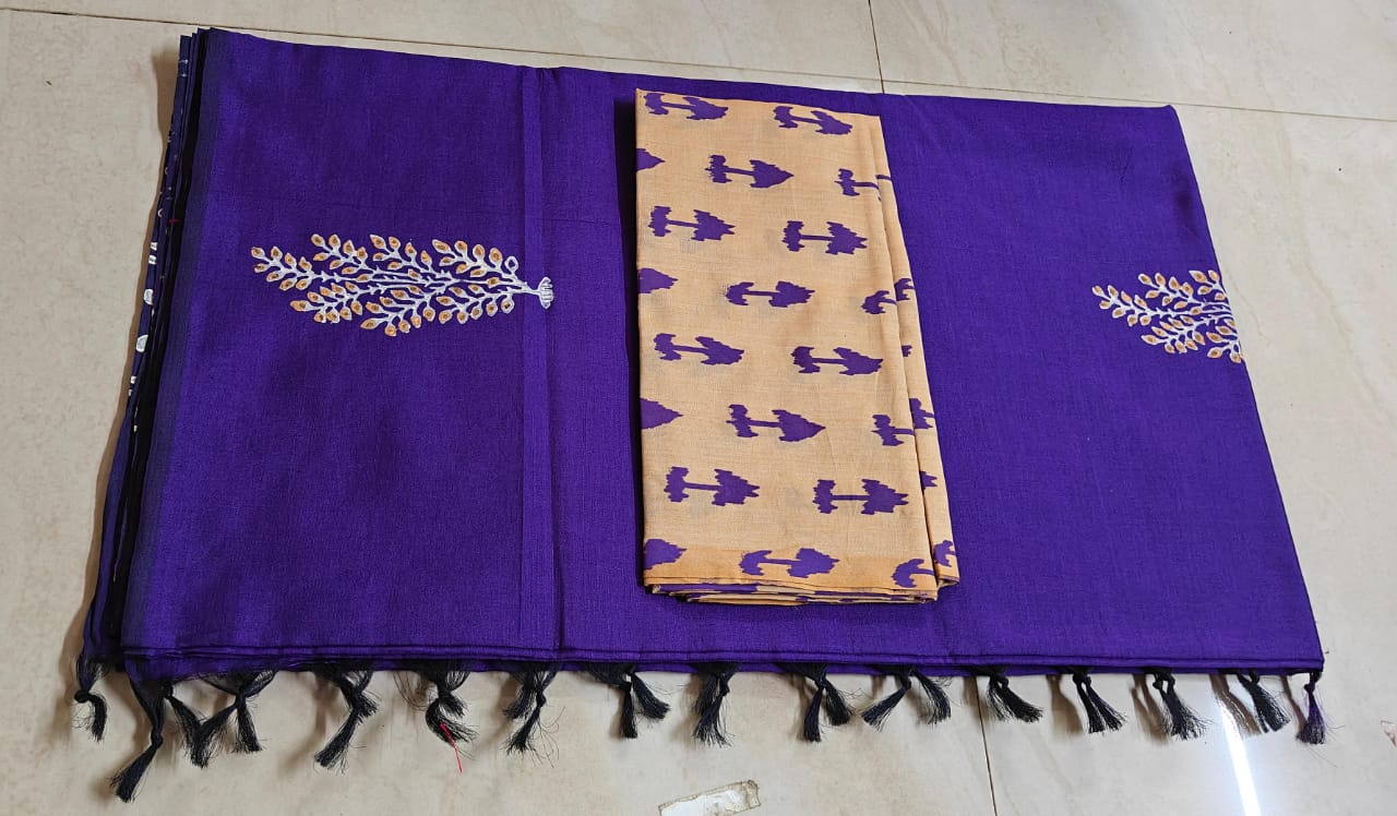 South cotton saree with double silk blouse rate Rs 800