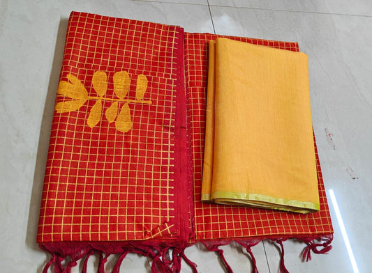 south cotton saree with double silk blouse