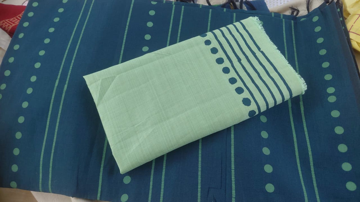 Soft And Silky South Cotton Saree - Hand Block Printed