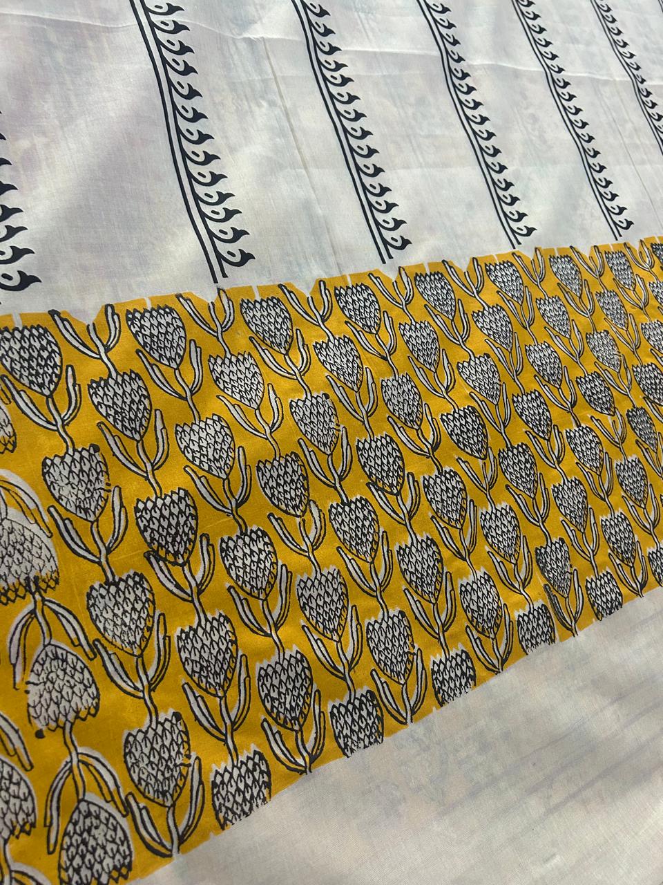 Soft And Silky South Cotton Sarees - Hand Block Printed